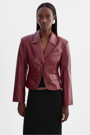 LaMarque Valentina| Micro Leather Blazer in Burgundy at Nordstrom, Size X-Small