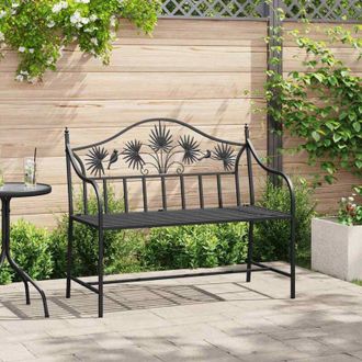 vidaXL Panchina da giardino Nero 104 x 54 x 93cm Acciaio - Vidaxl