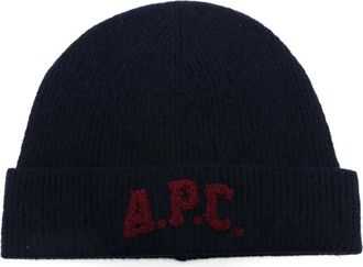 A.P.C. Berretto con logo ricamato - Blu