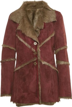 Kenzo Cappotto in pelle scamosciata con bottoni - Rosso