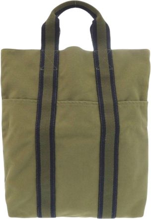 Herm&egrave;s Khaki Cotton Tote Bag (Pre-Owned)