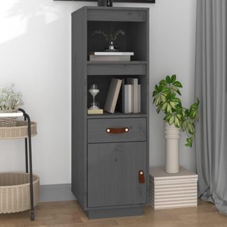 vidaXL Vidaxl - Aparador Alto De Madera Maciza De Pino Gris 34x40x108,5 Cm