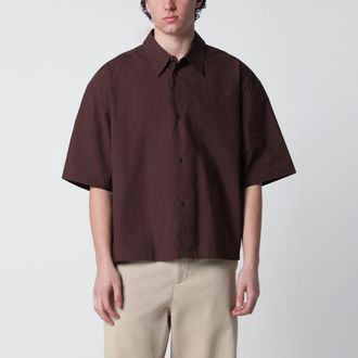 STUDIO NICHOLSON Brown cotton poplin shirt