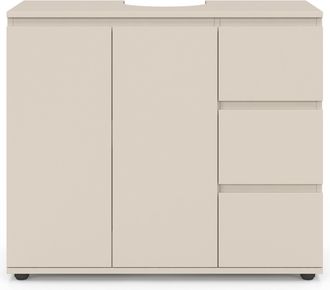 IDMarket Mobiletto Da Bagno Tomi Con Armadietto E 3 Cassetti Beige