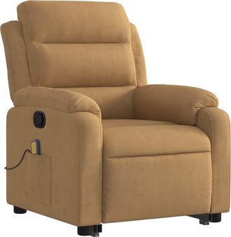 vidaXL Sill&oacute;n Reclinable De Masaje Elevable Terciopelo Marr&oacute;n Vidaxl