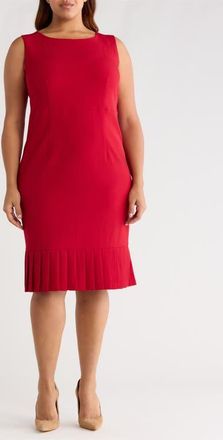 Kasper Pleated Sleeveless Sheath Dress in Fire Red at Nordstrom, Size 14W