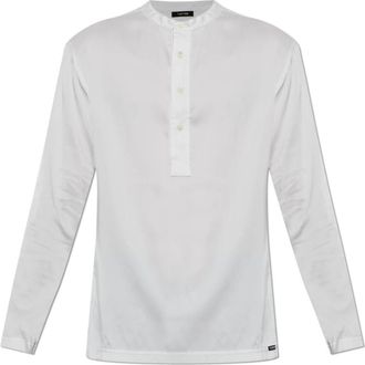 Tom Ford Zijde Blouse met Halve Knopen - Heren - Longsleeves - Wit - M - Satijn - Tops