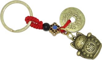 Generic 1065 Lucky Cat Car Keychain Handmade Lucky Cat Five Emperors Money Key Ring Feng Shui Coins Lucky Keychain Solid Accessories by Jeannieparnell