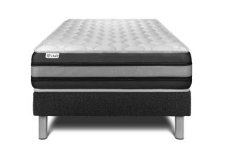 VITALIT Vitalit - Base Tapizada Negro + Colch&oacute;n Con Muelles Y Viscoel&aacute;stica 90 X 200