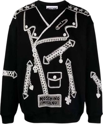 Moschino Grafische Print Sweater in Zwart Katoen - Heren - Sweatshirts - Zwart - M - Katoen - Hoodies & sweatvesten