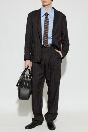 Ferragamo Striped Pattern Trousers, Mens, Brown