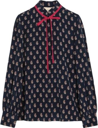 Valentino Zijden blouse met paisleyprint - Dames - Blouses - Paars - M - Katoen - Overhemden