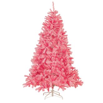 Beliani &Aacute;rbol De Navidad Artificial Rosa 210 Cm Base De Metal Decoraci&oacute;n Tradicional Festividad Vacaciones De Invierno Farnham