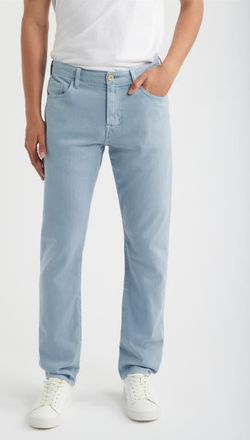 AG - Adriano Goldschmied Everett Slim Straight Leg Cotton & Linen Blend Jeans in Sulfur Smoky Sapphire at Nordstrom, Size 36 X 32