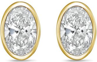 Diana M. Jewels 14Kt Yellow Gold 1.00 cts Lab Grown Oval Diamond Bezel Studs