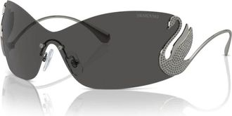 Swarovski Gunmetal Zonnebril SK 7020 - Dames - Zonnebrillen - Zwart - 34 MM - Accessoires