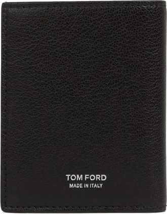 Tom Ford embossed-logo foldable leather cardholder - Nero