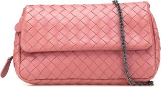 Bottega Veneta Pre-owned Shoulder Bags, female, Pink, Size: ONE SIZE Pre-owned Woven Leather Flap Bag with Chain Strap