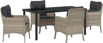 vidaXL Vidaxl - Conjunto De Comedor De Jard&iacute;n 5 Pcs Gris Claro Polirat&aacute;n