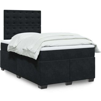 vidaXL Cama Box Spring Con Colch&oacute;n Terciopelo Negro 120x190 Cm Vidaxl