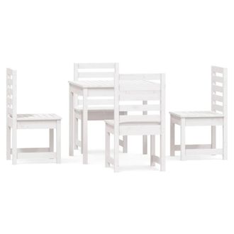 Berkfield Home 5 Piece Garden Dining Set White Solid Wood Pine