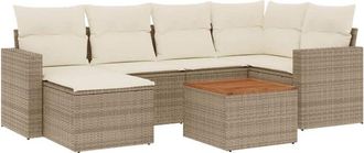 vidaXL Vidaxl - Set Sof&aacute;s De Jard&iacute;n 7 Piezas Y Cojines Rat&aacute;n Sint&eacute;tico Beige