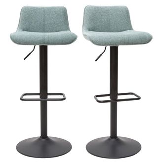 Miliboo Sgabelli da bar regolabili girevoli a 360&deg; in tessuto effetto velluto testurizzato beige e metallo (set di 2) BOOST