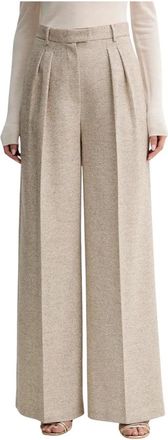 Simona Corsellini Dames, Broeken, Beige, Maat: XL Leer