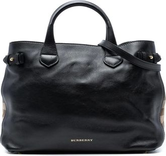 Burberry Pre-owned Handbags, female, Black, Size: ONE SIZE Pre-owned Vintage Leather Tote Bag