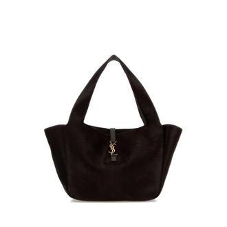 Saint Laurent Chocolate Calf Hair Le 5 a 7 Bea Shopping Bag