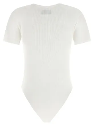 Vivienne Westwood Embroidered Orb Logo Ribbed Cotton Bodysuit - White