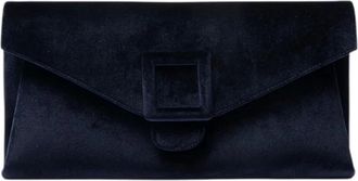 Twentyfourhaitch Beid Fluwelen Clutch - Dames - Clutches - Blauw - ONE Size - Leer - Tassen