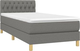 vidaXL Cama Box Spring Con Colch&oacute;n Y Led Tela Gris Oscuro 80x200 Cm Vidaxl