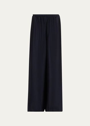 Eskandar Silk Crepe Flared Trousers