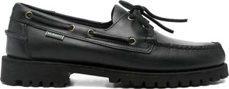 Sebago Zwarte Veterschoenen met Lug-zool - Heren - Bootschoenen - Zwart - 40 EU - Leer - Schoenen