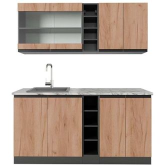 Vicco Cocina Vers&aacute;til R-line, Oro Power Roble/antracita, 160 Cm, Et M&aacute;rmol