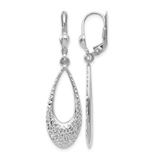 Diamond2Deal 10K White Gold Leverback Drop Dangle Earrings