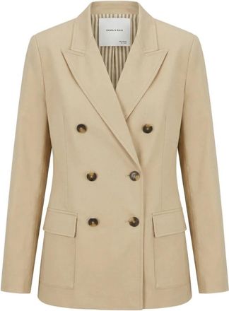 Emma & Gaia Dubbelrijige Blazer - Dames - Blazers - Beige - 2XL - Katoen - Jassen