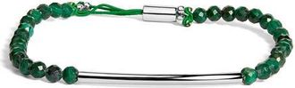 House of Brilliance Sterling Silver Malachite Bead Station Bracelet with Bolo Clasp at Nordstrom