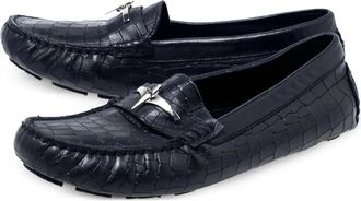 Cesare Paciotti 2024 leren loafers met krokodillen-reli&euml;f - Zwart