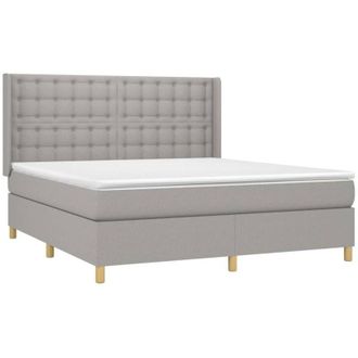 vidaXL Cama Box Spring Con Colch&oacute;n Tela Gris Claro 160x200 Cm Vidaxl