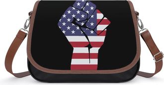 Generic Power Fist with US Flag Small Womens Crossbody Bags Shoulder Handbag with Adjustable Strap for Travel