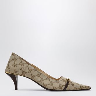 Gucci Vittoria pumps in GG fabric and leather, dark brown
