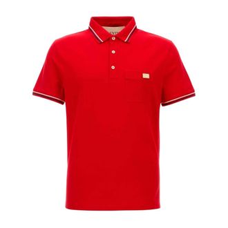 Valentino Garavani Polo Shirts, male, Red, Size: S Vlogo Signature Cotton Polo Shirt