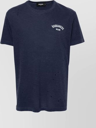 Dsquared2 logo print distressed jersey ribbed crew neck short sleeve t-shirt
