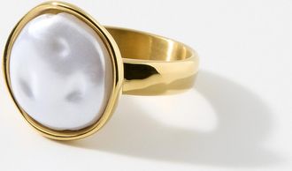 Simons Womens Large pearly stone ring
