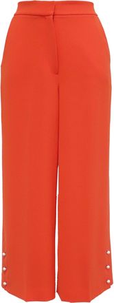 Lela Rose Faux Pearl Accent Trousers in Orange Polyester