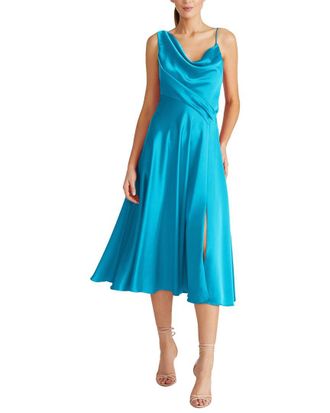 Theia Hayden Satin A-Line Midi Dress