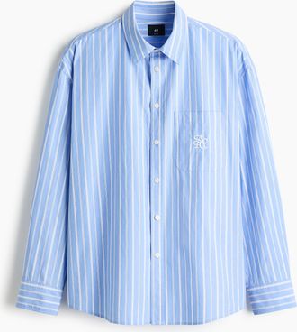 H&M Popelinehemd in Relaxed Fit - Blue