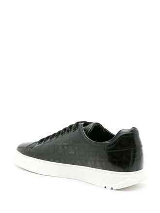Ferragamo Gancini-Print Leather Sneaker - Black